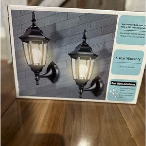 Emart 2 pack black exterior wall lantern. New
